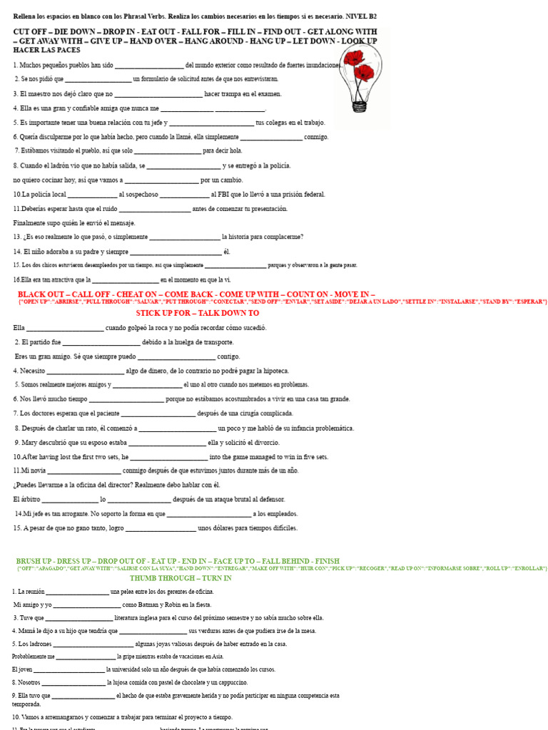 Ejercicios de Phrasal Verbs para B2 | PDF