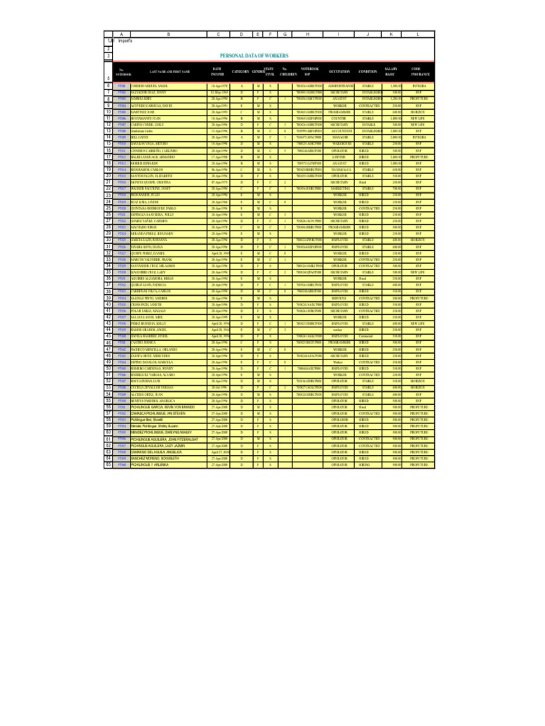 Worker Personal Data and Statistics | PDF | Salary | Business