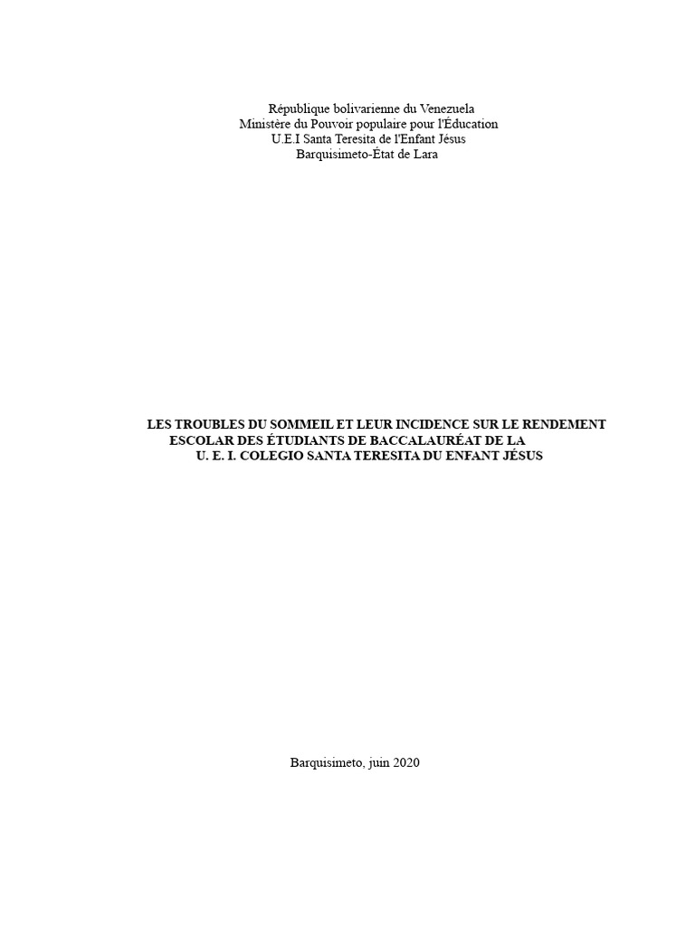 Troubles du sommeil et performance scolaire | PDF | Sommeil | Insomnie