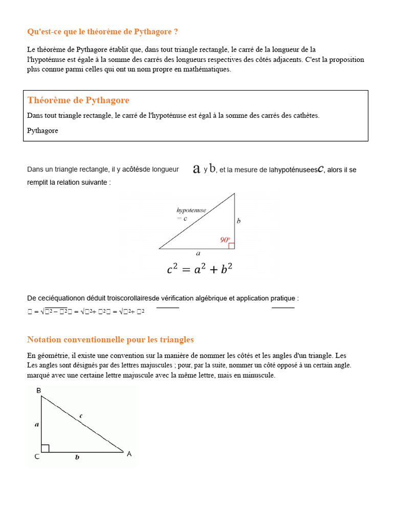 Comprendre le théorème de Pythagore | PDF | Fonction trigonométrique ...