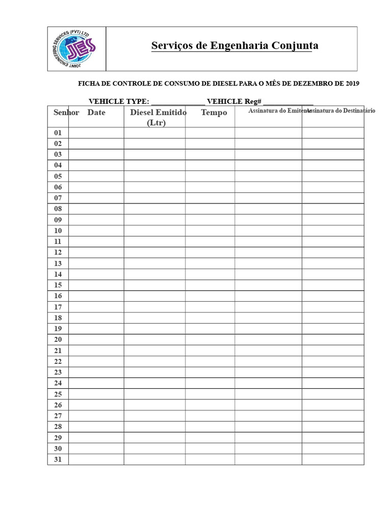 Controle de Consumo de Diesel - Dez/2019 | PDF