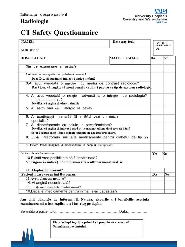 CT Formular de Siguranță | PDF