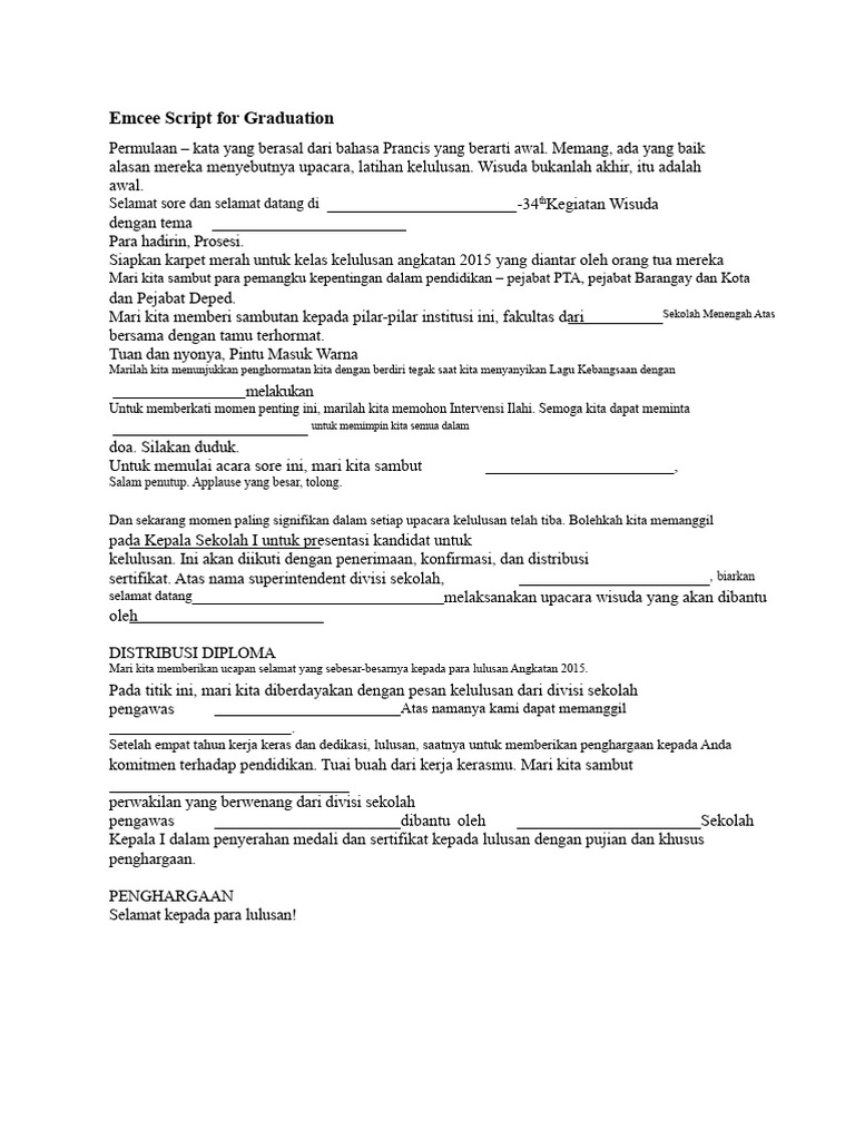 Skrip Emcee Upacara Wisuda 2015 | PDF