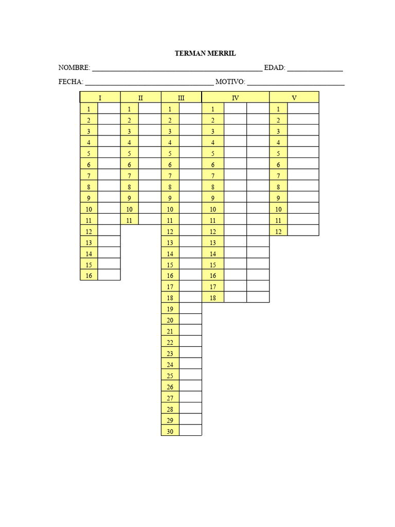 Terman Merrill Assessment Form | PDF | Psychology | Neuroscience