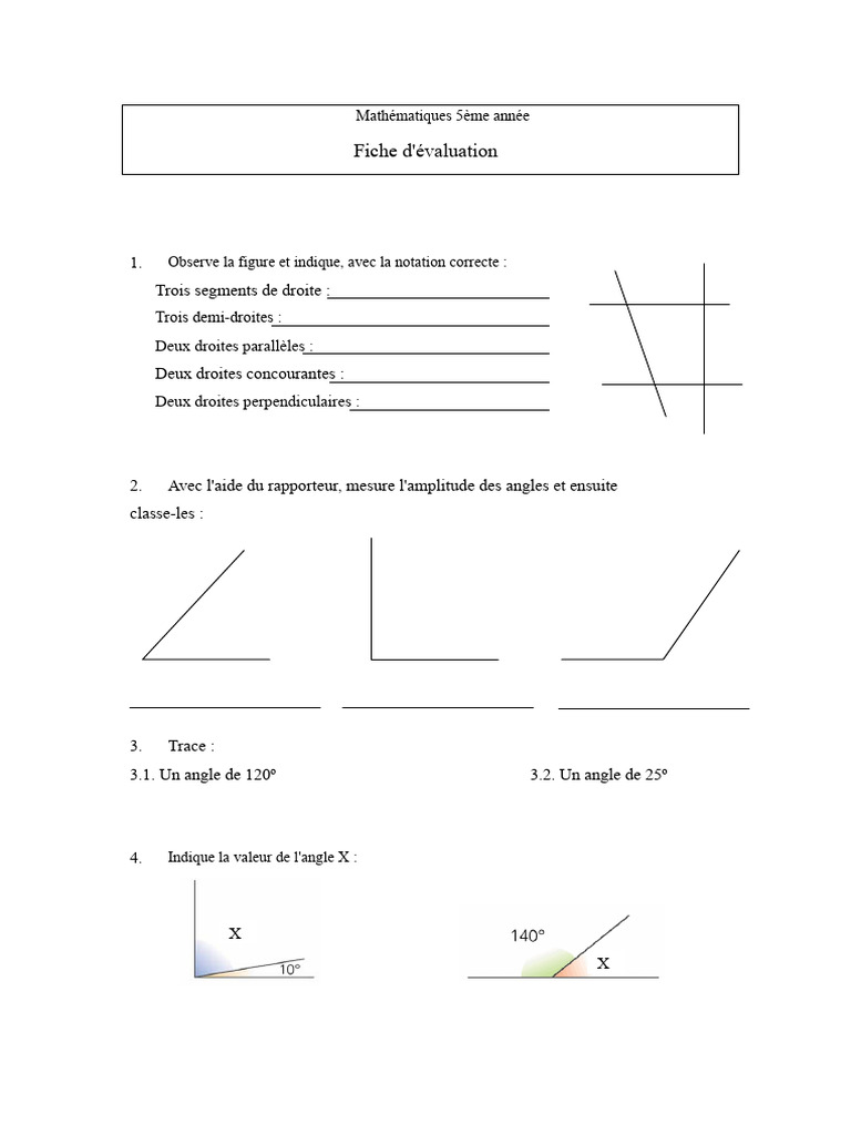 Évaluation de géométrie en 5ème année | PDF | Géométrie euclidienne ...