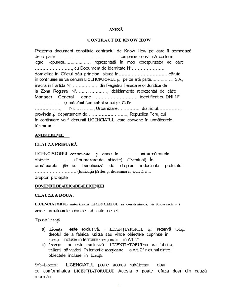 Exemplu de Contract de Know How | PDF