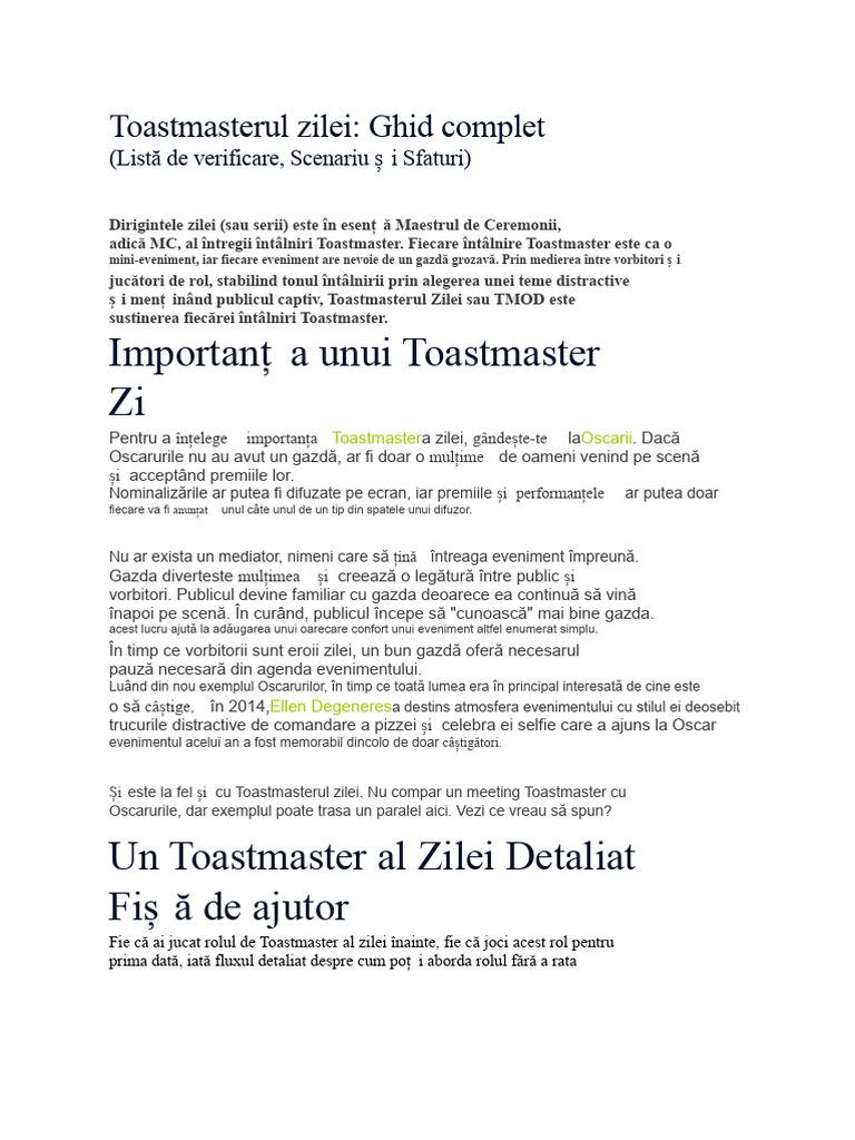 Toastmaster Al Zilei - SCRIPT COMPLET | PDF