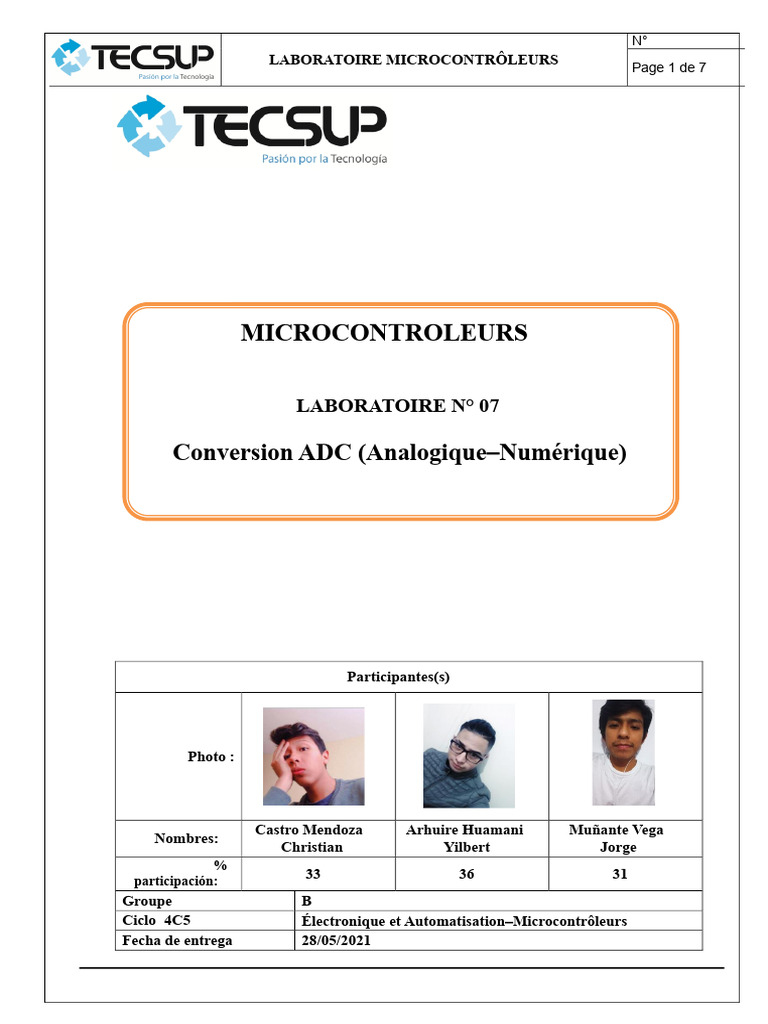 Conversion ADC dans les Microcontrôleurs | PDF | Microcontrôleur ...