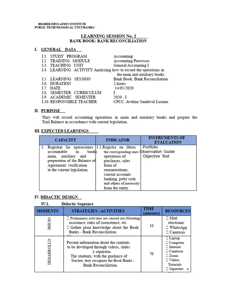 2 Session Plan Learn 02 - General Accounting I - 05-14-2020 - 2h | PDF ...