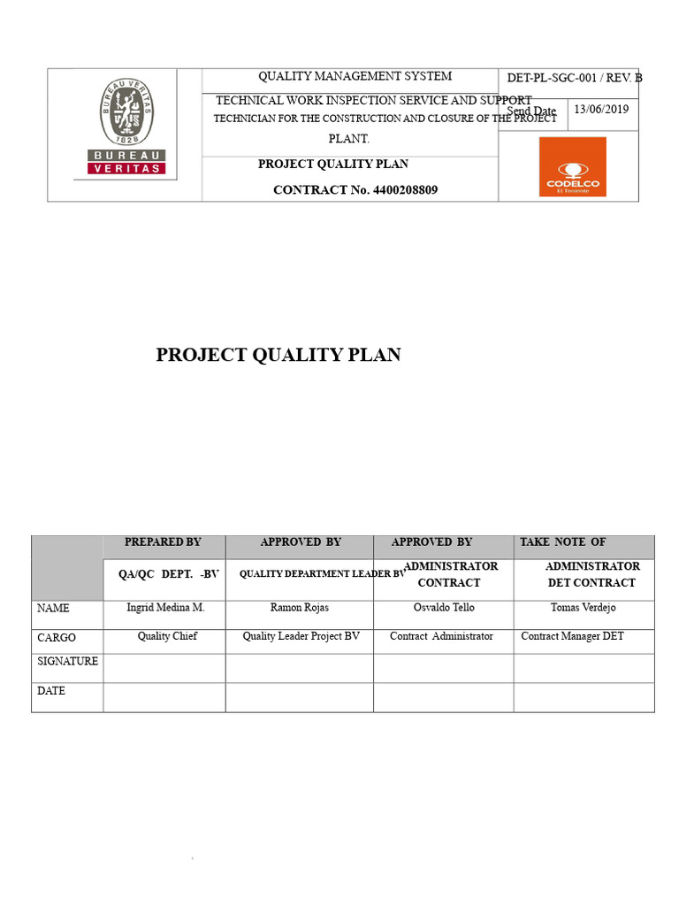 Project Quality Management Plan | PDF | Quality Assurance | Calibration