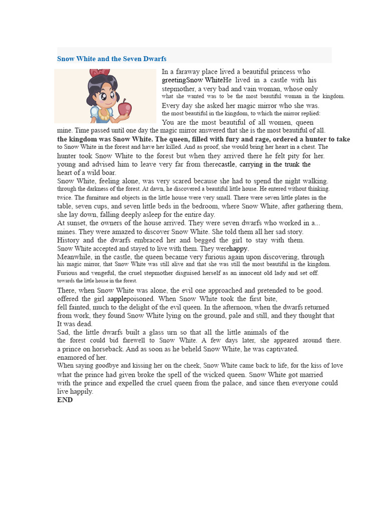 Snow White and The Seven Dwarfs | PDF | Snow White | Dorothy Gale