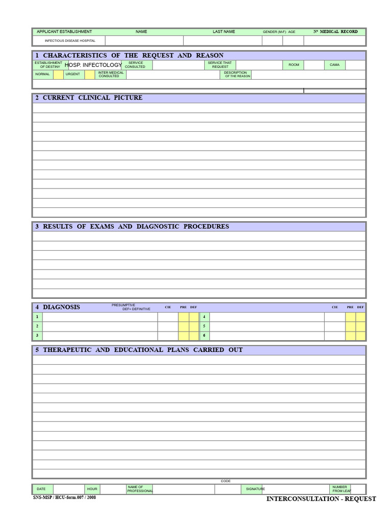 Form. 007 INTERCONSULTATION | PDF | Medical Diagnosis | Human Diseases ...