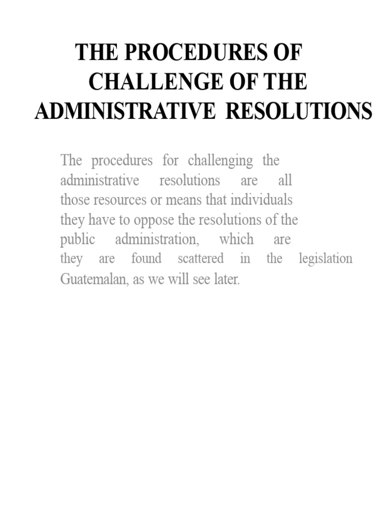 The Procedures For Challenging Administrative Resolutions | PDF ...
