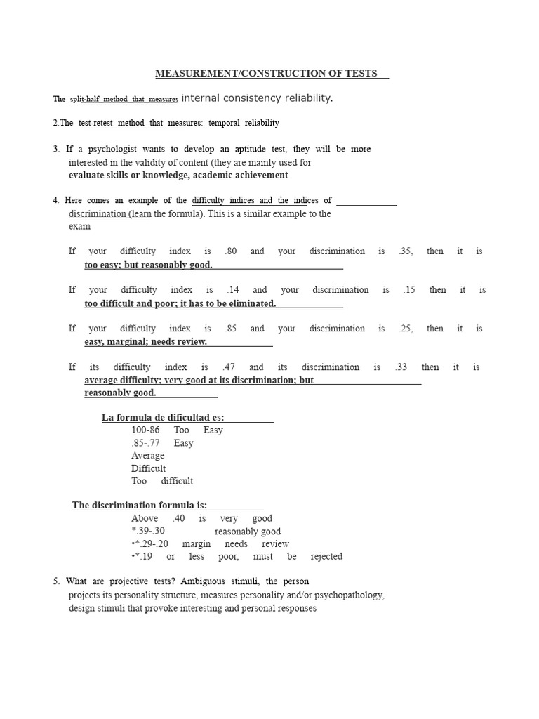 Test Measurement and Reliability Methods | PDF | Evaluation Methods ...