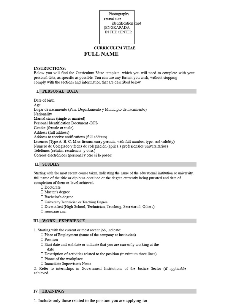 Curriculum Vitae Template Guide | PDF | Academic Degree