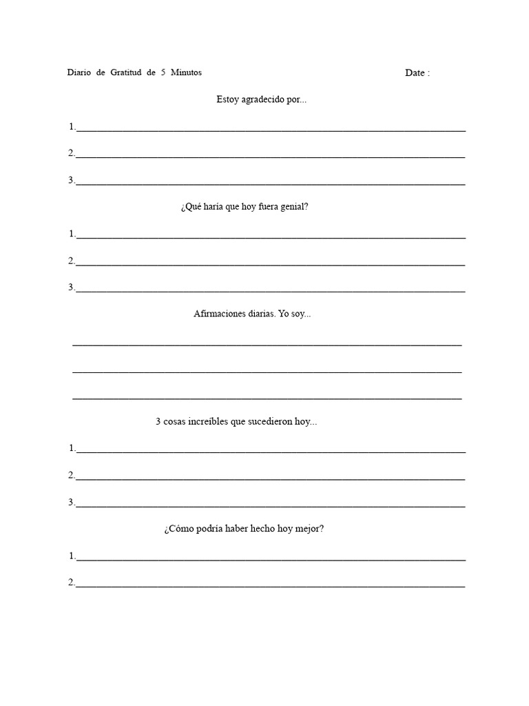 Diario de Gratitud de 5 Minutos | PDF