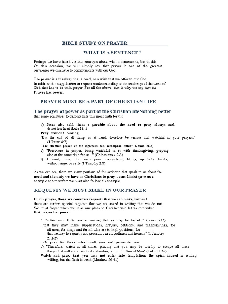 Bible Study On Prayer | PDF | Prayer | Religious Belief And Doctrine