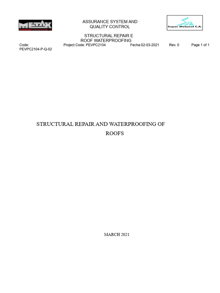 Roof Waterproofing and Repair Guide | PDF | Concrete | Cement