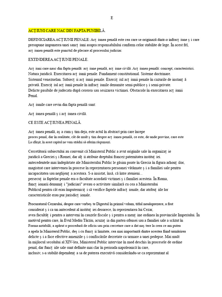 Acțiuni Care Decurg Din Fapta Penală | PDF