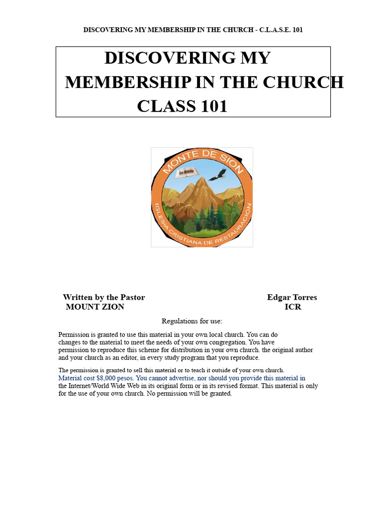Church Membership Class Overview | PDF | Baptism | Jesus
