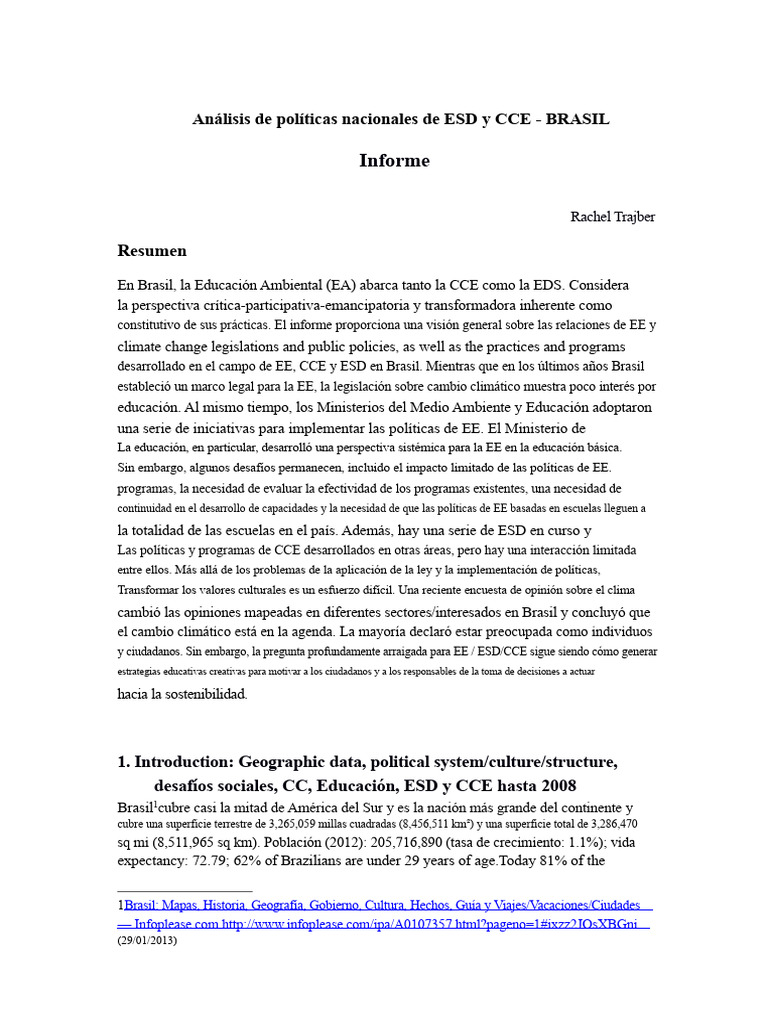 Políticas de Educación Ambiental en Brasil | PDF | Sustentabilidad | Brasil