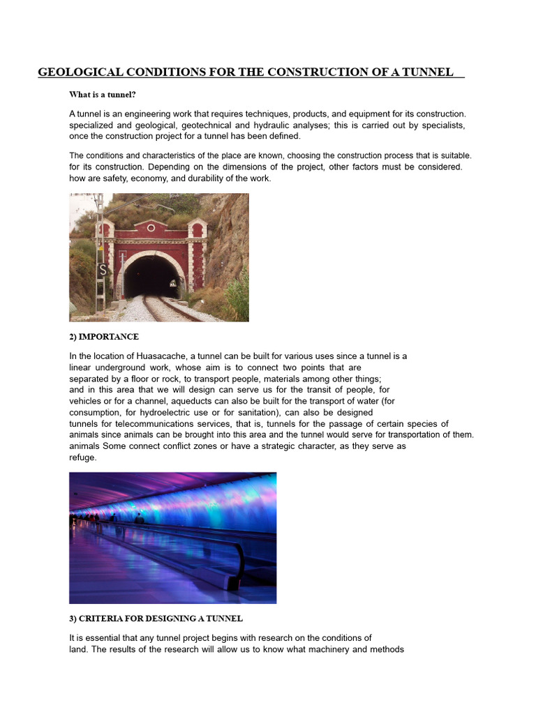 Tunnel Construction Geological Analysis | PDF | Tunnel | Stress (Mechanics)