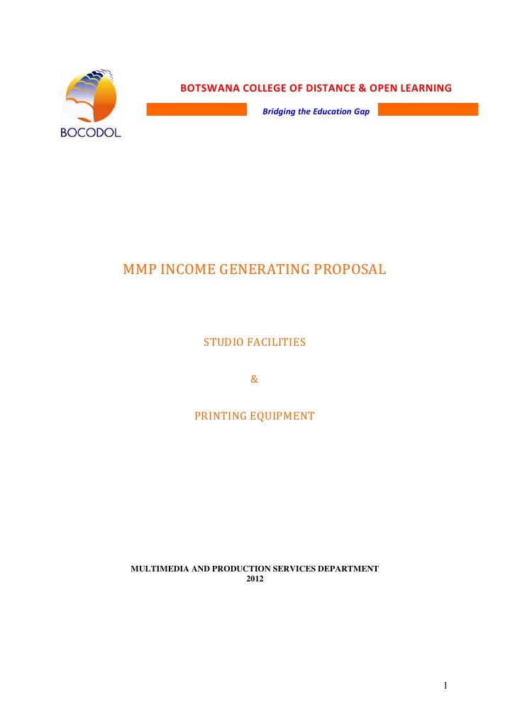 Income Generation Proposal for BOCODOL | PDF | Sound Recording And ...