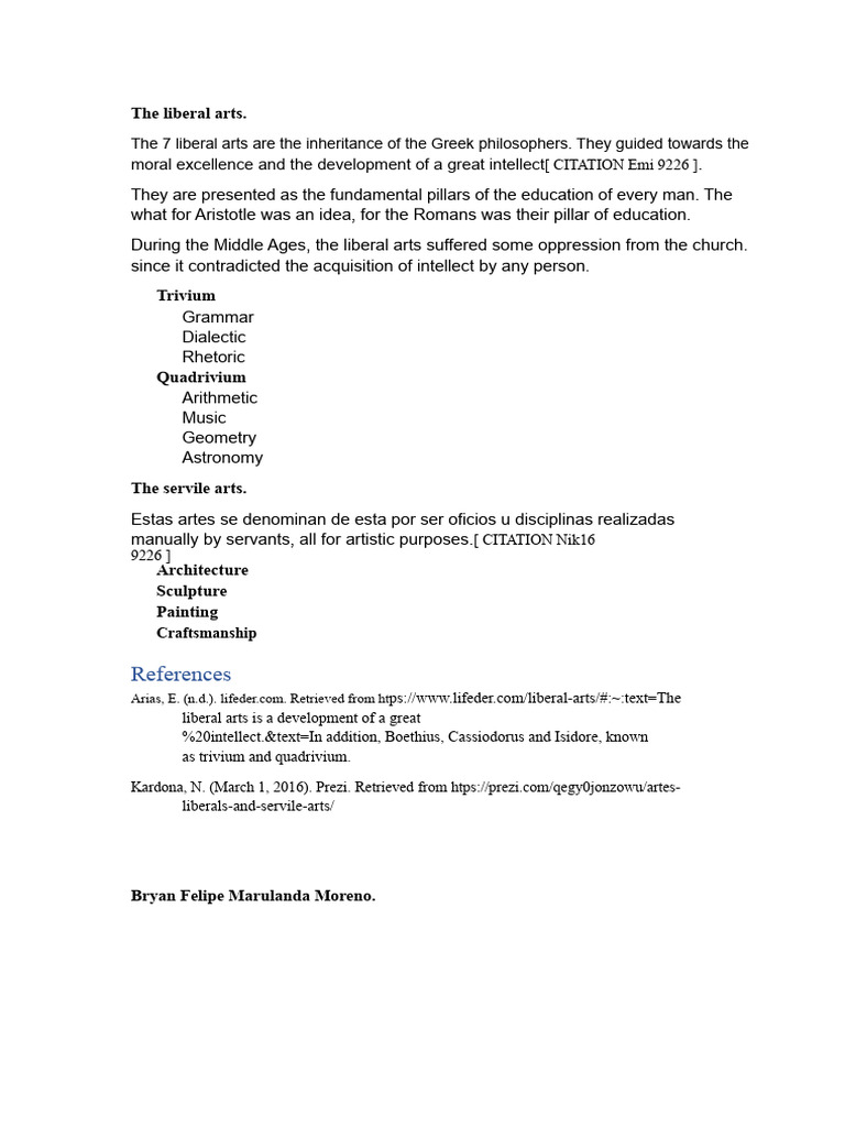 Understanding Liberal and Servile Arts | PDF