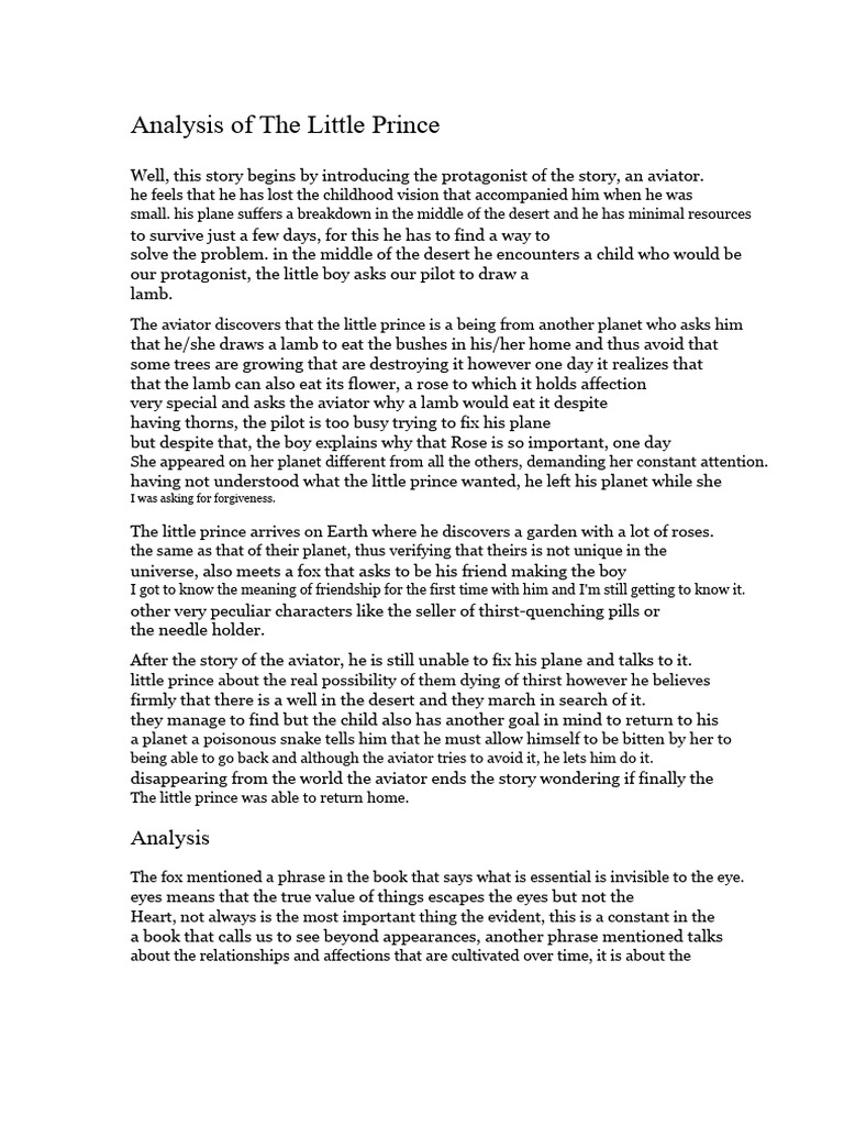 The Little Prince: Themes and Analysis | PDF | The Little Prince