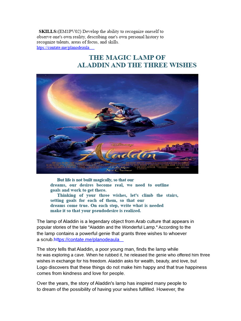 Aladdin's Lamp: Lessons on Wishes | PDF | Love