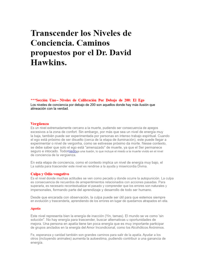 Niveles de Conciencia según David Hawkins | PDF | Amor | Felicidad
