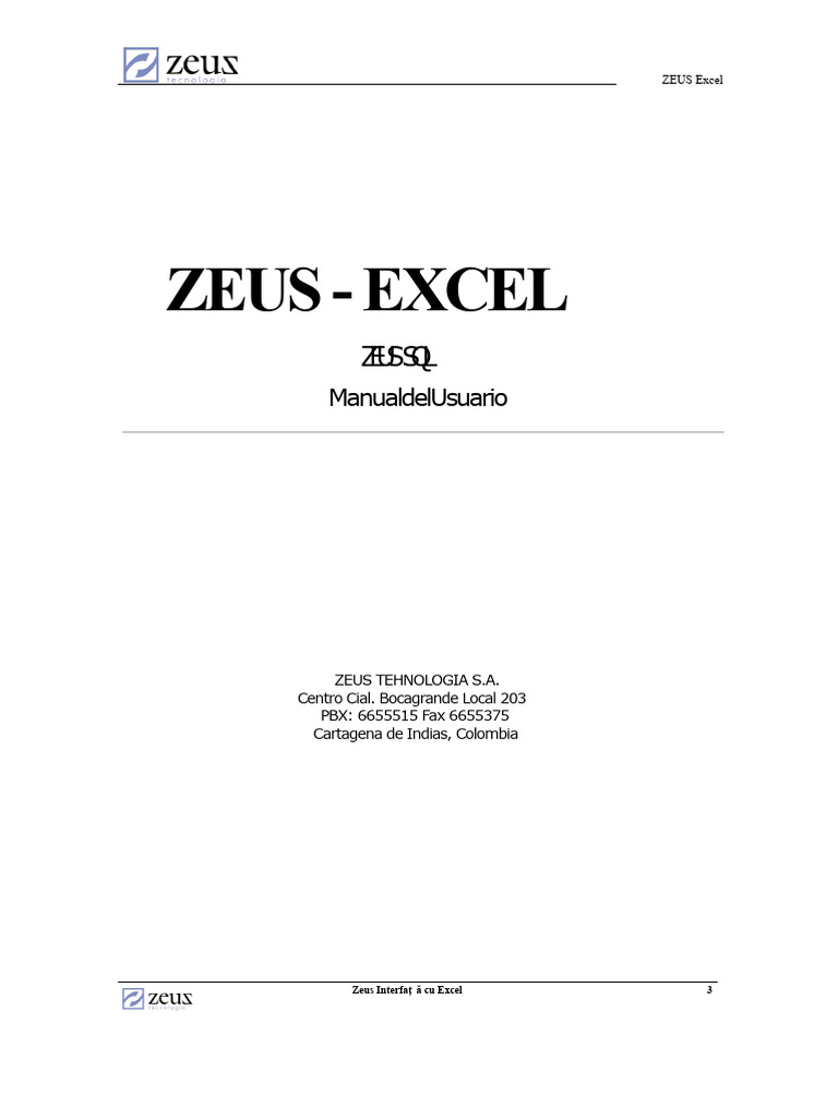 Manual Zeus Excel | PDF