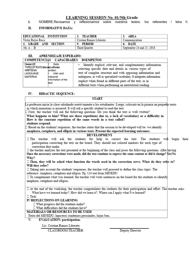 5th Grade Text Reference Learning Session | PDF | Linguistics | Human ...