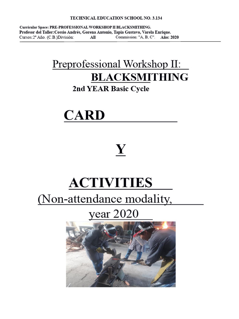 Blacksmithing Workshop Curriculum 2020 | PDF | Blacksmith | Forge