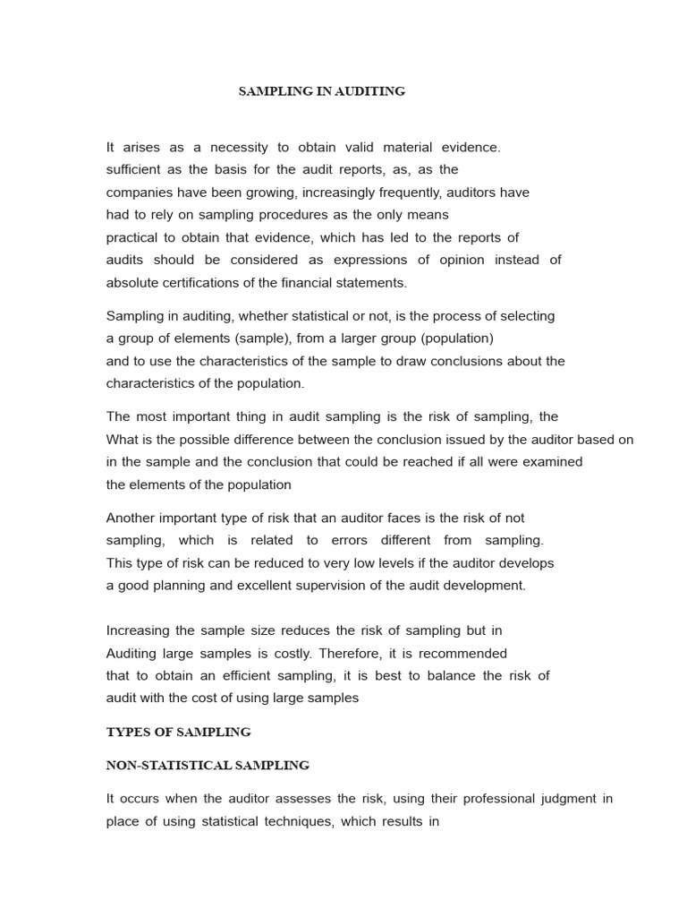 Sampling in Auditing | PDF | Audit | Sampling (Statistics)