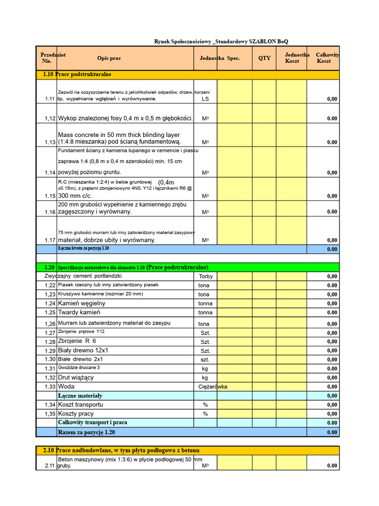 73 Standard Boq Template Market Place 1 | PDF