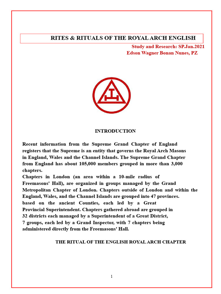 English Royal Arch Rituals Overview | PDF | Freemasonry | Guild