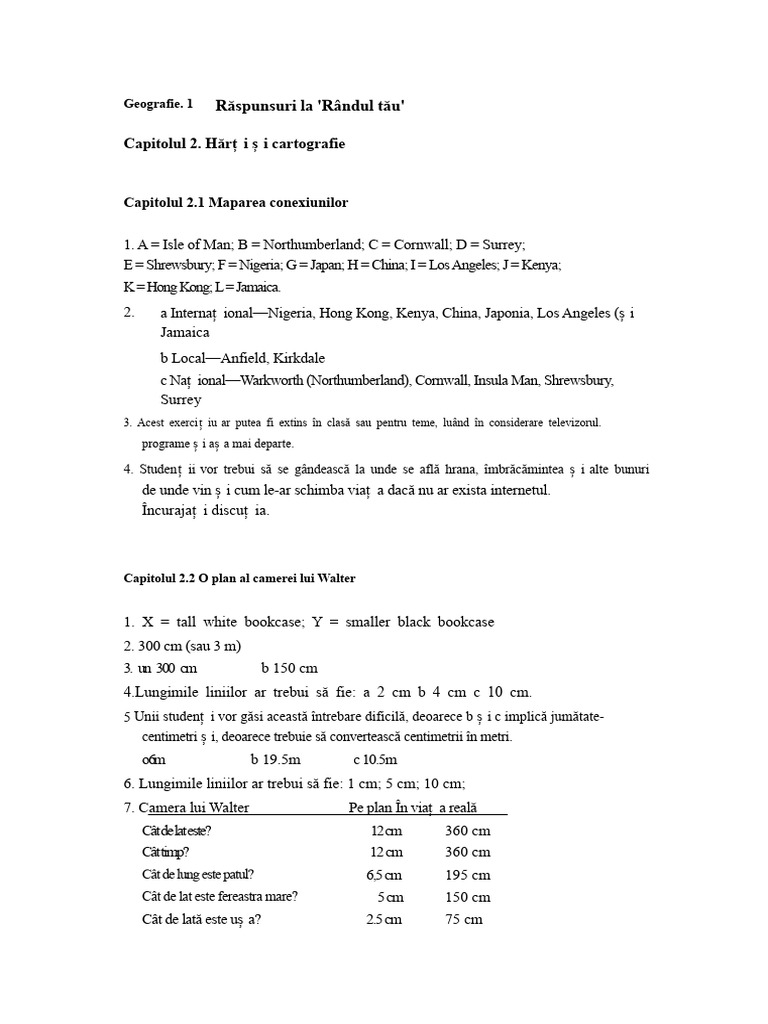 Geog 1 'Rândul Tău' Răspunsuri Cap. 2 | PDF