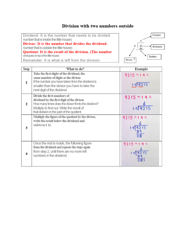 Division With Two Numbers Outside | PDF