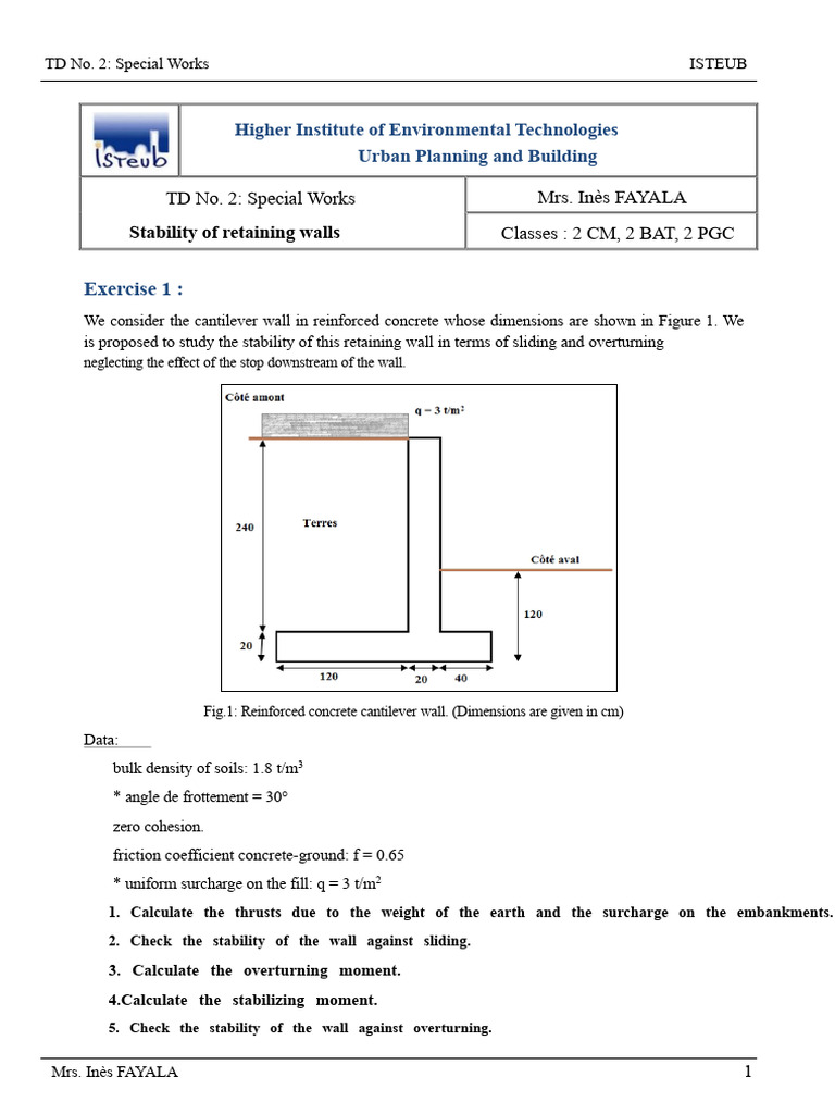 Stability Analysis of Retaining Walls | PDF