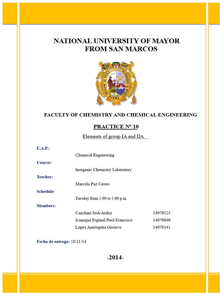 Inorganic Chemistry Lab: Group IA & IIA Elements | PDF | Magnesium ...