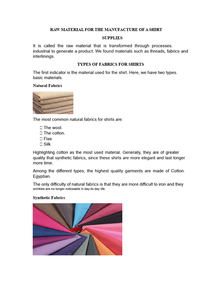 Essential Fabrics and Threads for Shirts | PDF | Textiles | Yarn