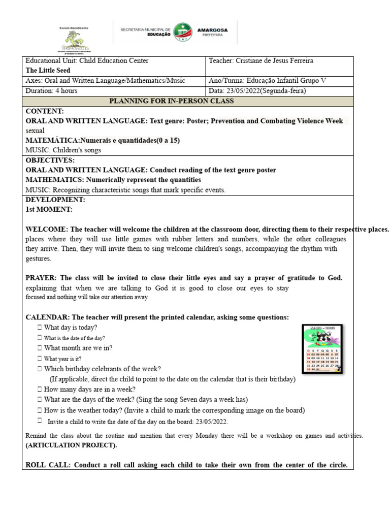 Lesson Plans From May 23 To 27, 2022 G5 | PDF | Teachers | Prayer