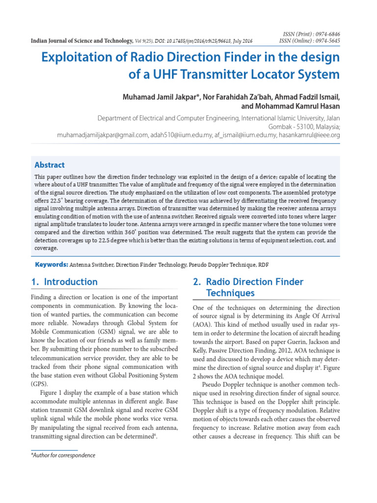 UHF Transmitter Locator Using Direction Finder | PDF | Antenna (Radio ...