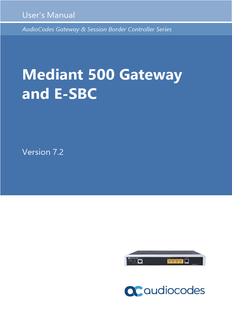 Mediant 500 Gateway and e SBC Users Manual Ver 72 | PDF | Session ...