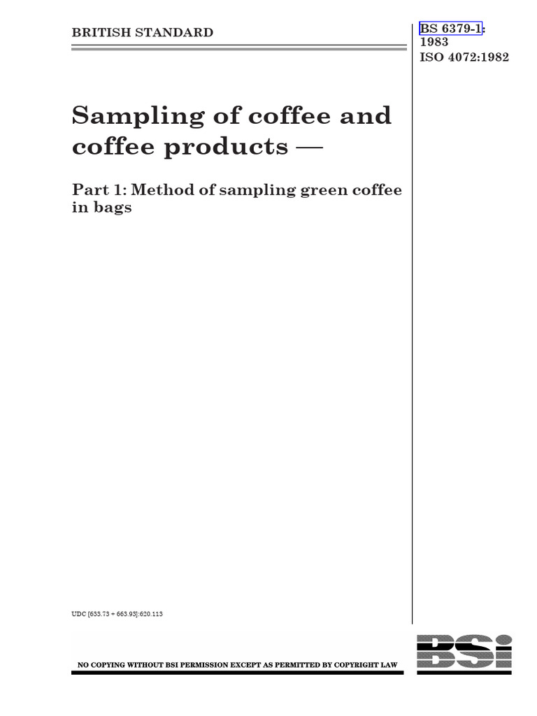Green Coffee Sampling Method Standard | PDF | International ...