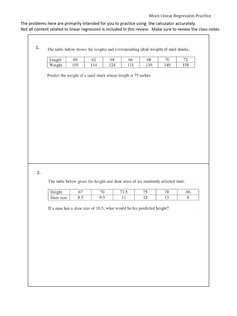 EXTRA Regression Practice | PDF