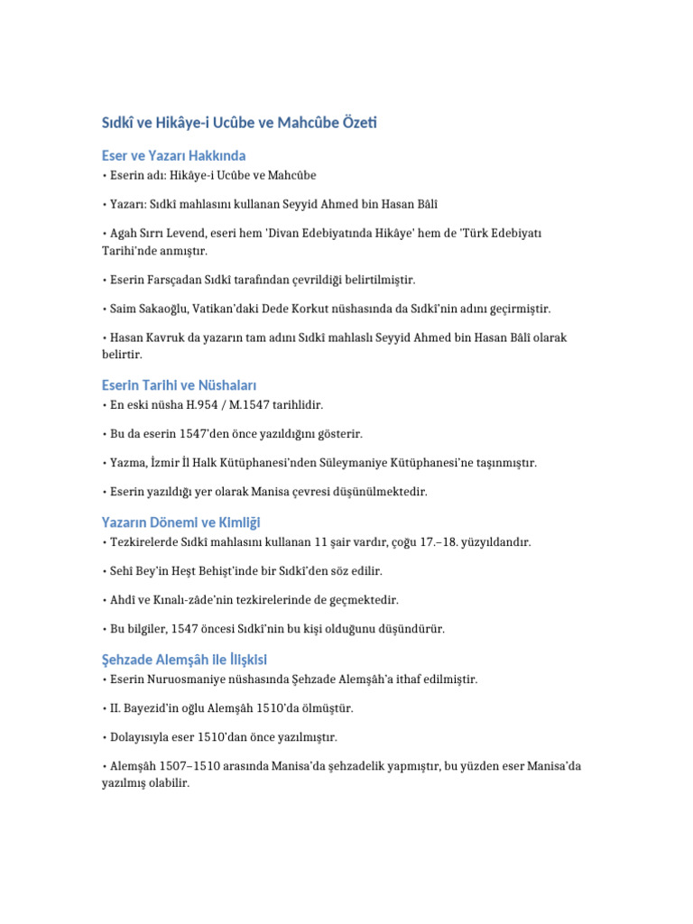 Sıdkî Hikaye I Ucube Ve Mahcube Ozeti | PDF