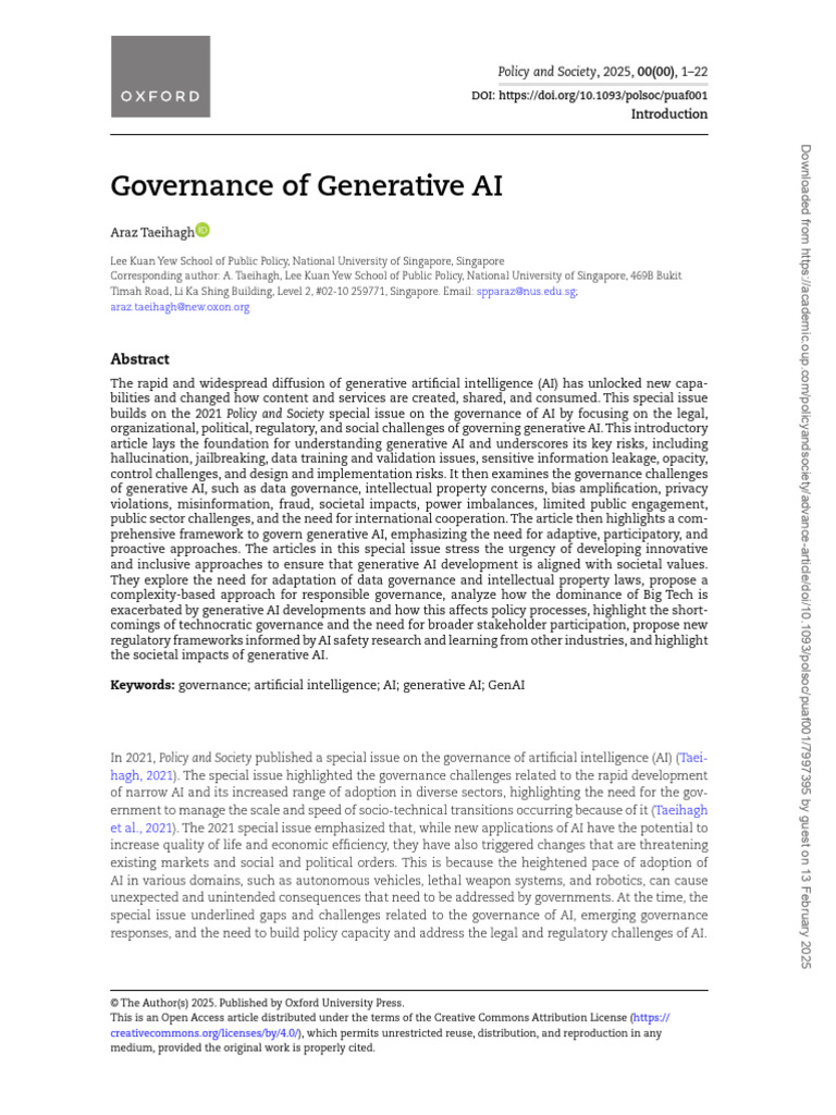 Governance Challenges of Generative AI | PDF | Artificial Intelligence ...