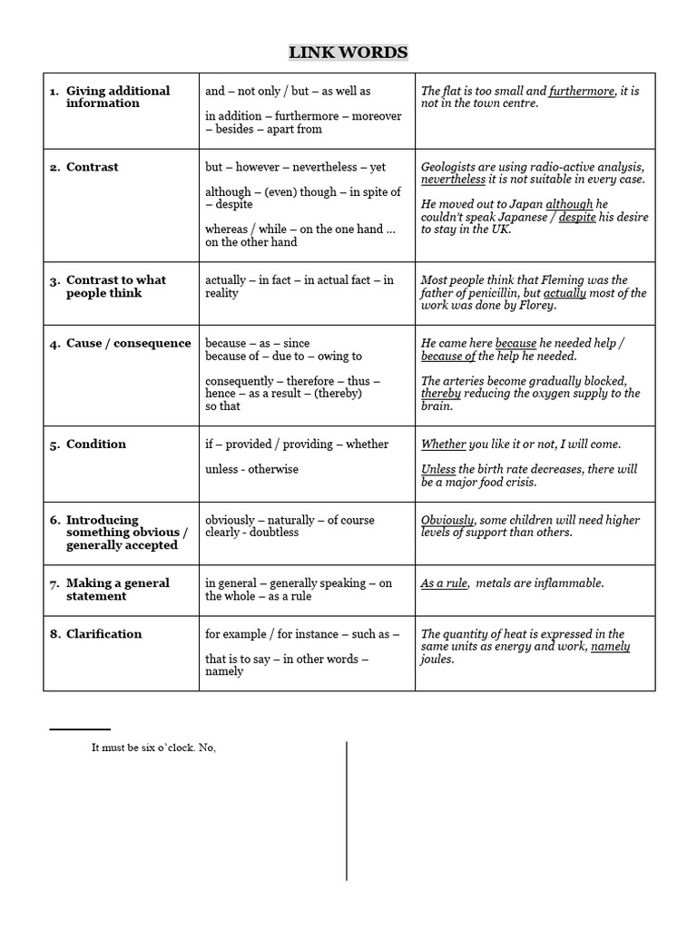 Linking Words and Sentence Structure | PDF | Heat | Water